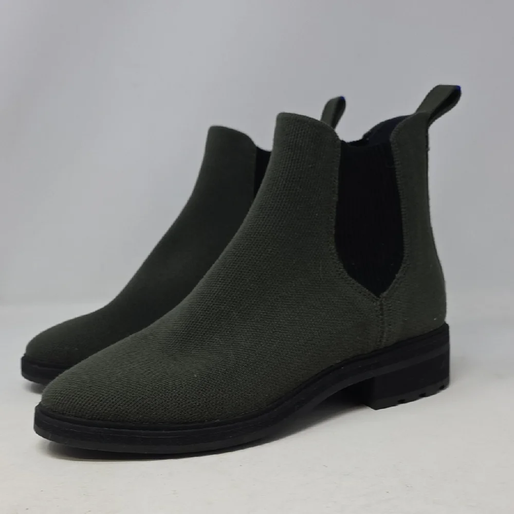 Rothy's The Lug Merino Wool Green Pull On Boots Stitching Detail Size 8.5
